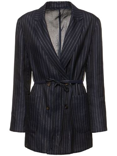 Pinstripe Cotton Blend Jacket - BRUNELLO CUCINELLI - Modalova