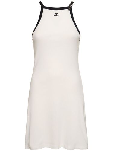 Buckle Contrast Cotton Mini Dress - COURREGES - Modalova