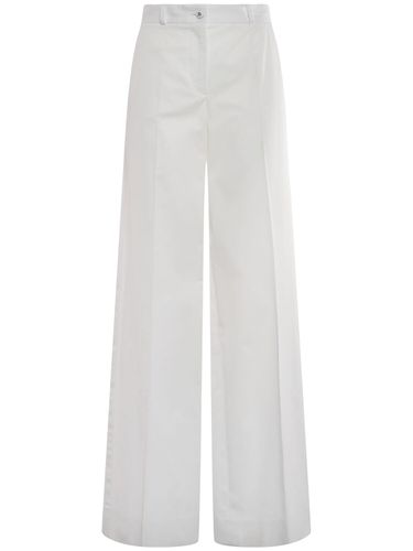 Cotton Gabardine Wide Pants - DOLCE & GABBANA - Modalova