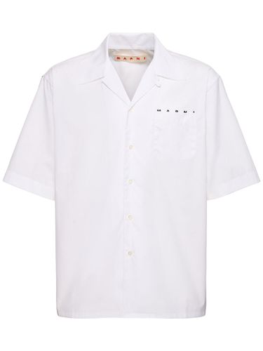 Logo Cotton Poplin Boxy S/s Shirt - MARNI - Modalova