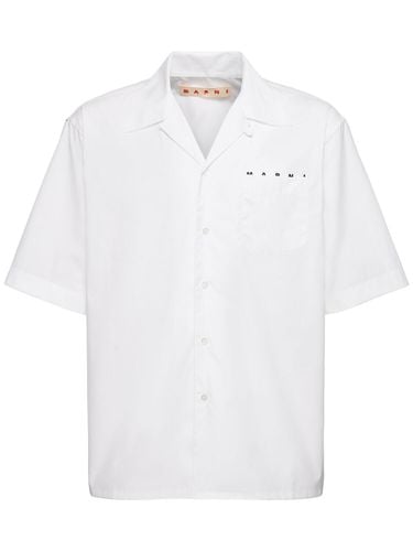 Logo Cotton Poplin Boxy S/s Shirt - MARNI - Modalova