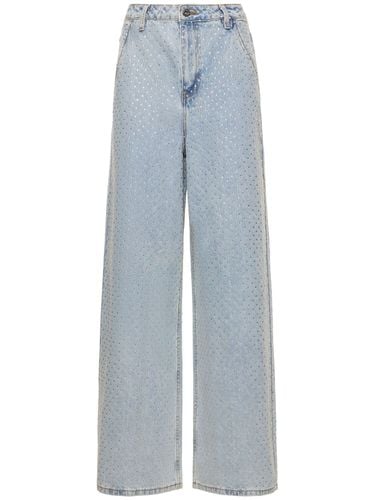 Embellished Cotton Denim Wide Jeans - SELF-PORTRAIT - Modalova