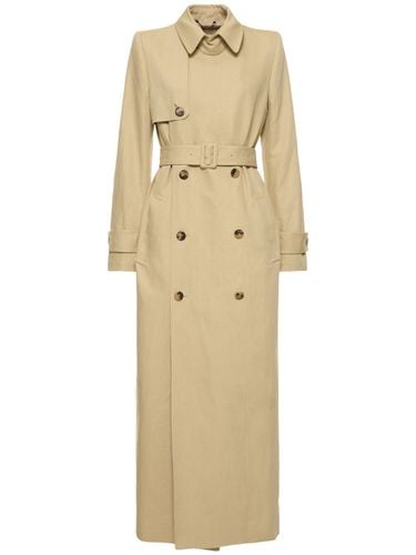 Linen Blend Gabardine Long Trench Coat - DRIES VAN NOTEN - Modalova