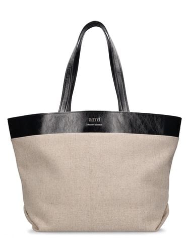 East West Ami Canvas Shopping Bag - AMI PARIS - Modalova