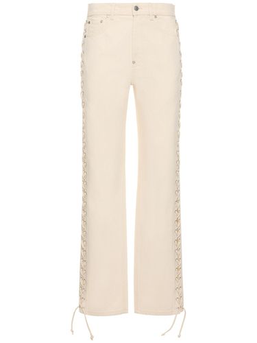 Side Lace Mid Rise Straight Denim Jeans - STELLA MCCARTNEY - Modalova