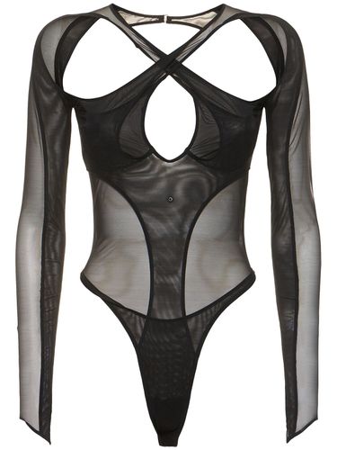 Body Mit Stretch-tüll Und Kreuzkragen - MUGLER - Modalova