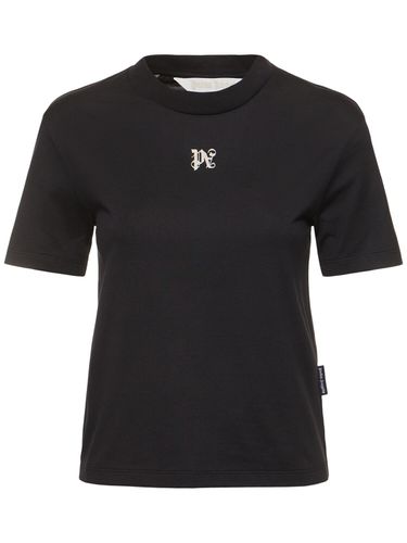 Monograf Fitted Cotton T-shirt - PALM ANGELS - Modalova