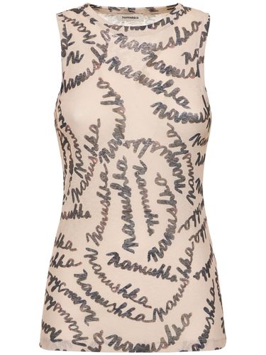 Anneke Printed Jersey Tank Top - NANUSHKA - Modalova