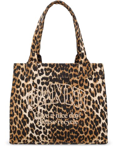 Large Easy Logo Cotton Tote Bag - GANNI - Modalova