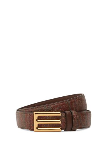 Reversible Logo Leather Belt - ETRO - Modalova