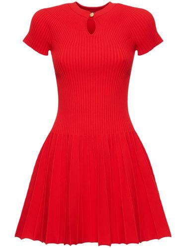 Pleated Knit Short Sleeve Mini Dress - BALMAIN - Modalova