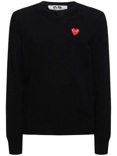 Play Logo Knit Wool V-neck Sweater - COMME DES GARÇONS PLAY - Modalova