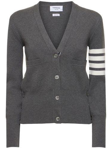 Classic Milano 4 -bar Cotton Cardigan - THOM BROWNE - Modalova