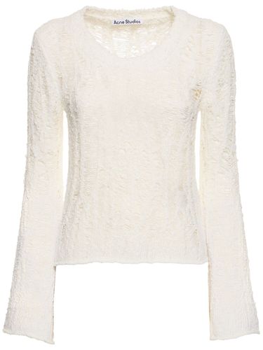 Cotton Blend Openwork Crop Sweater - ACNE STUDIOS - Modalova