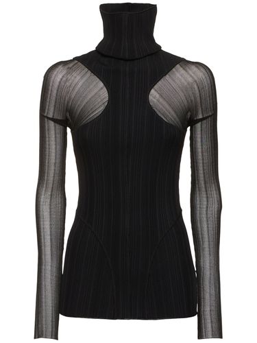 Plissé Rib Knit Long Sleeve Top - MUGLER - Modalova