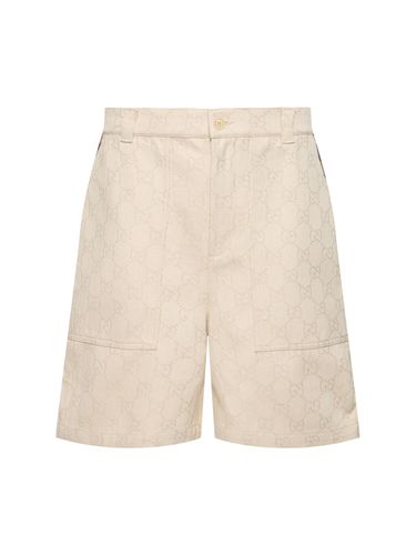 Gg Web Details Canvas Shorts - GUCCI - Modalova