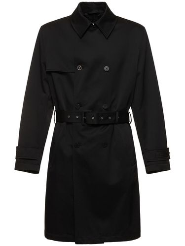 Cotton Gabardine Trench Coat - VERSACE - Modalova