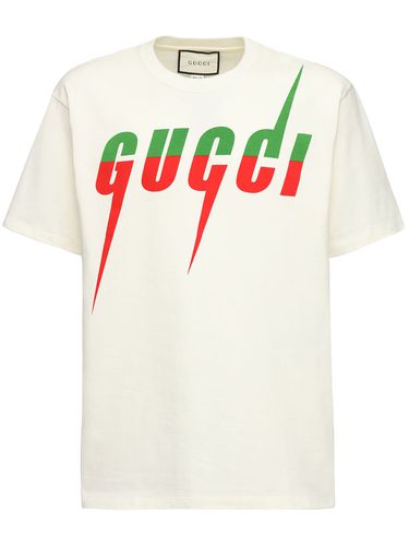 Oversize Printed Cotton Jersey T-shirt - GUCCI - Modalova