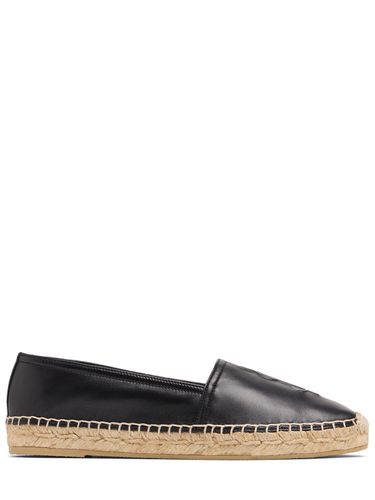 Mm Logo Embossed Leather Espadrilles - SAINT LAURENT - Modalova