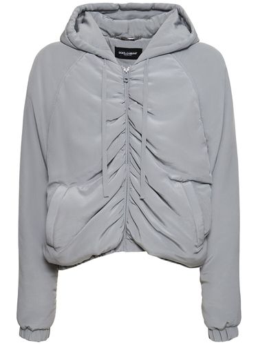 Silk Crepe De Chine Padded Bomber Jacket - DOLCE & GABBANA - Modalova