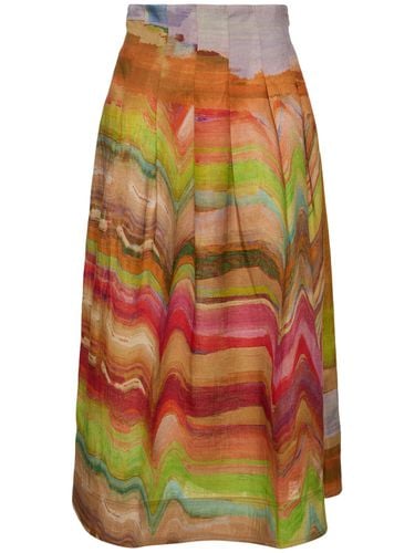 Alessandra Printed Linen Long Skirt - ULLA JOHNSON - Modalova