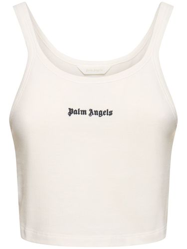 Classic Logo Cotton Tank Top - PALM ANGELS - Modalova