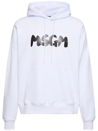 Brush Stroke Logo French Terry Hoodie - MSGM - Modalova