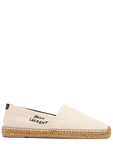 Logo Cotton & Linen Canvas Espadrilles - SAINT LAURENT - Modalova