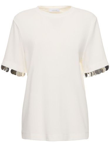 Jersey Crepe Embellished T-shirt - RABANNE - Modalova