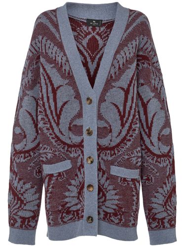 Embroidered Wool Knit Oversized Cardigan - ETRO - Modalova