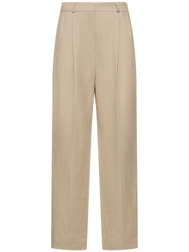 Pleated Tailored Linen Blend Pants - TOTEME - Modalova