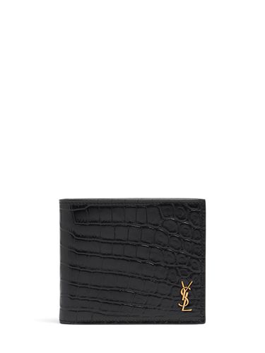 Croc Embossed Leather Billfold Wallet - SAINT LAURENT - Modalova