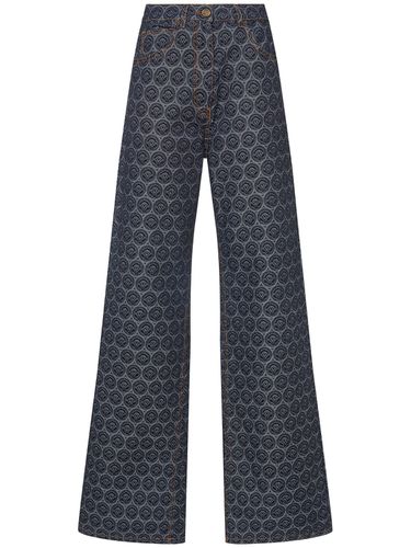 Printed Denim High Rise Wide Jeans - ETRO - Modalova