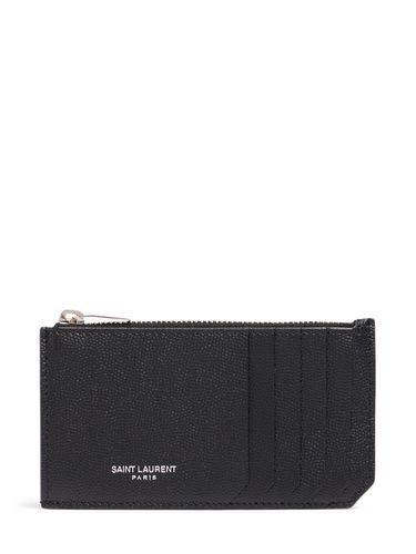 Leather Zip Card Holder - SAINT LAURENT - Modalova