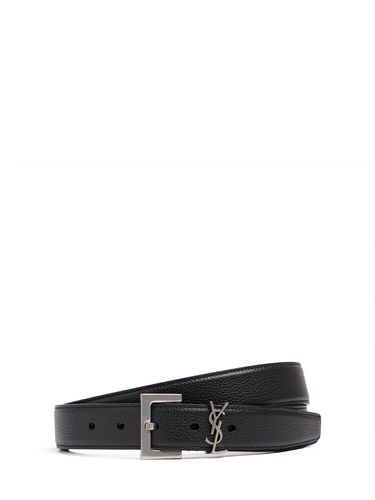 Cm Monogram Leather Belt - SAINT LAURENT - Modalova