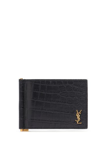 Cartera De Piel Con Monograma - SAINT LAURENT - Modalova