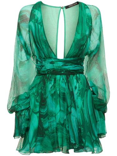 Malachite Printed Silk Chiffon Dress - ROBERTO CAVALLI - Modalova