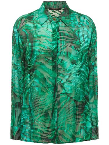 Malachite Printed Satin Devoré Shirt - ROBERTO CAVALLI - Modalova