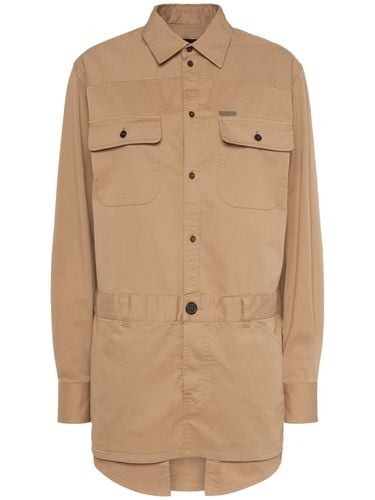 Stretch Cotton Twill Mini Shirt Dress - DSQUARED2 - Modalova