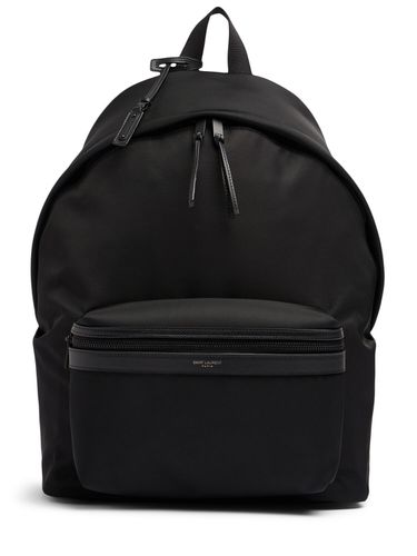 Mochila De Piel Y Nylon Con Monograma - SAINT LAURENT - Modalova