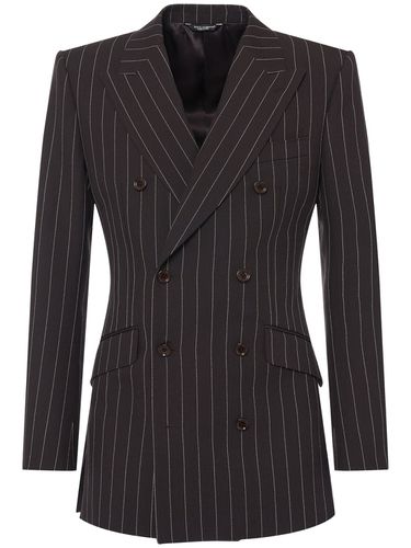 Pinstriped Double Breasted Wool Blazer - DOLCE & GABBANA - Modalova