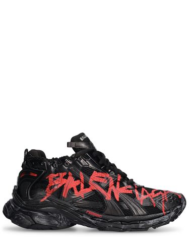 Runner Mesh And Nylon Graffiti Sneakers - BALENCIAGA - Modalova