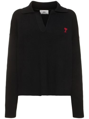 Red Adc Polo Cotton & Wool Sweater - AMI PARIS - Modalova