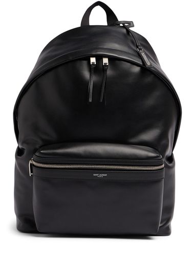 Logo Leather City Backpack - SAINT LAURENT - Modalova