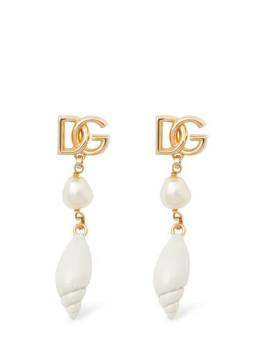 Dg Logo & Shell Charm Earrings - DOLCE & GABBANA - Modalova