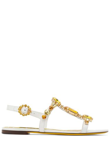 Mm Bianca Patent Leather Flat Sandals - DOLCE & GABBANA - Modalova