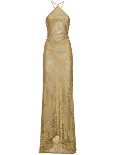 Halter Neck Devoré Lurex Long Dress - ROBERTO CAVALLI - Modalova