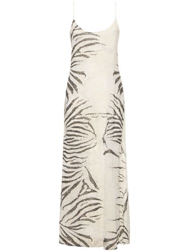 Zebra Printed Viscose Devoré Long Dress - ROBERTO CAVALLI - Modalova