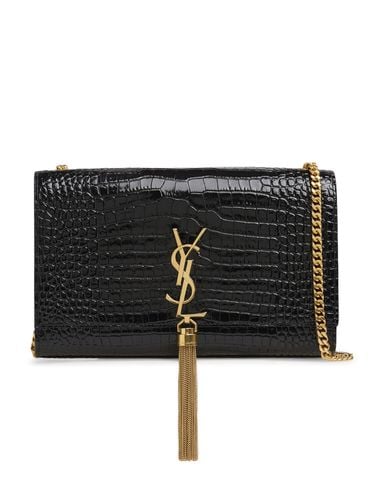 Medium Kate Croc Embossed Leather Bag - SAINT LAURENT - Modalova