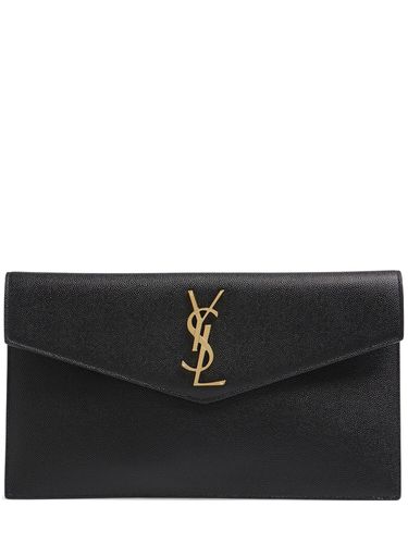 Pouch De Piel Con Monograma - SAINT LAURENT - Modalova